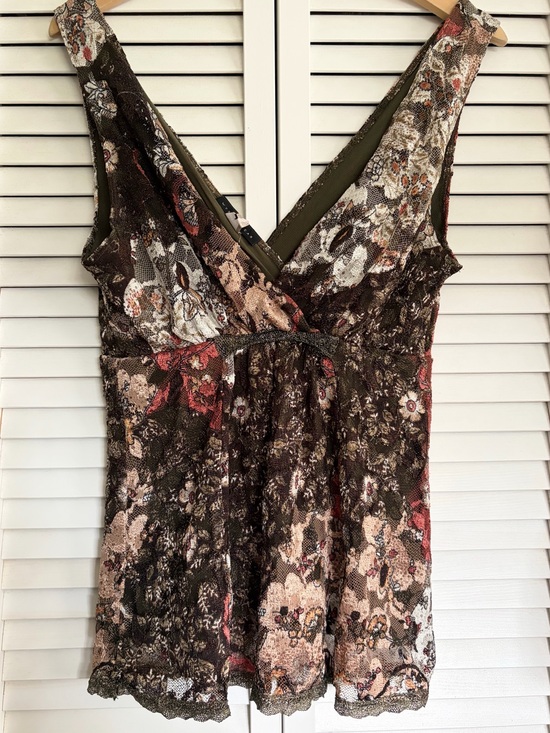 Weston Wear Tops - Vintage Floral Metallic Lace Tank Top